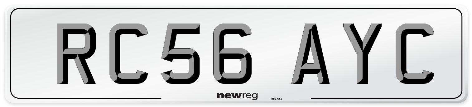 RC56 AYC Number Plate from New Reg